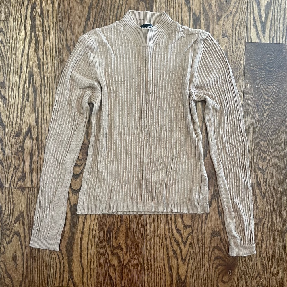 Topshop Beige Pink Knit Long sleeve Mockneck Size 8